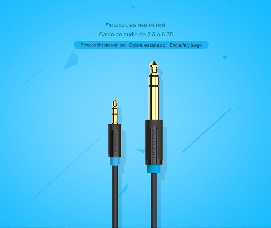 Miniatura: Cable Auxiliar Vention 3.5mm A 6.5mm Macho A Macho Audio