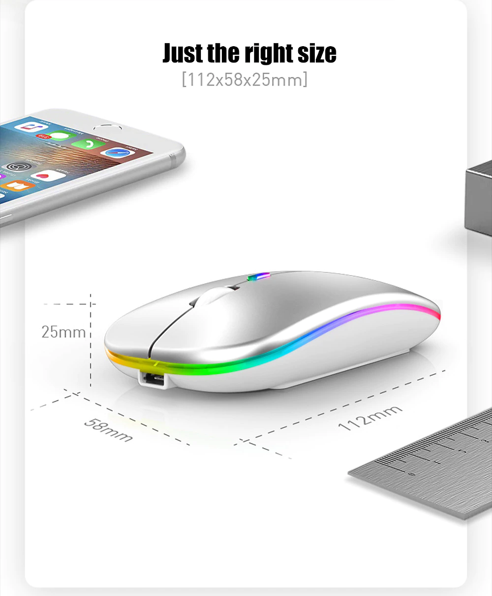 Miniatura: Mouse Ratón Recargable Inalámbrico Y Bluetooth 5.2+2.4g Retroiluminado