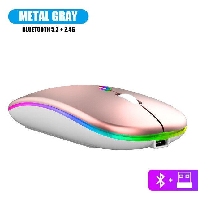 Miniatura: Mouse Ratón Recargable Inalámbrico Y Bluetooth 5.2+2.4g Retroiluminado