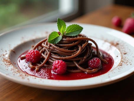 Indulge in Homemade Chocolate Pasta with Red Fruit Coulis from Tranquilo Lodge Recipes