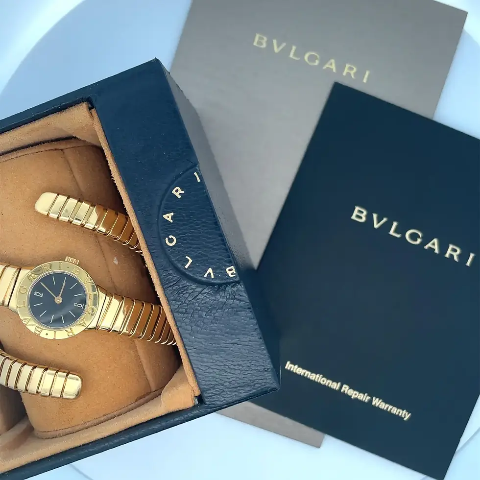 Miniatura: Rare Bulgari Yellow Gold Tubogas Serpenti Vintage Automatic Central Dial&Papers