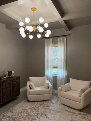 finished room with wood beams interior painting and lighting transformation handyman Dade City