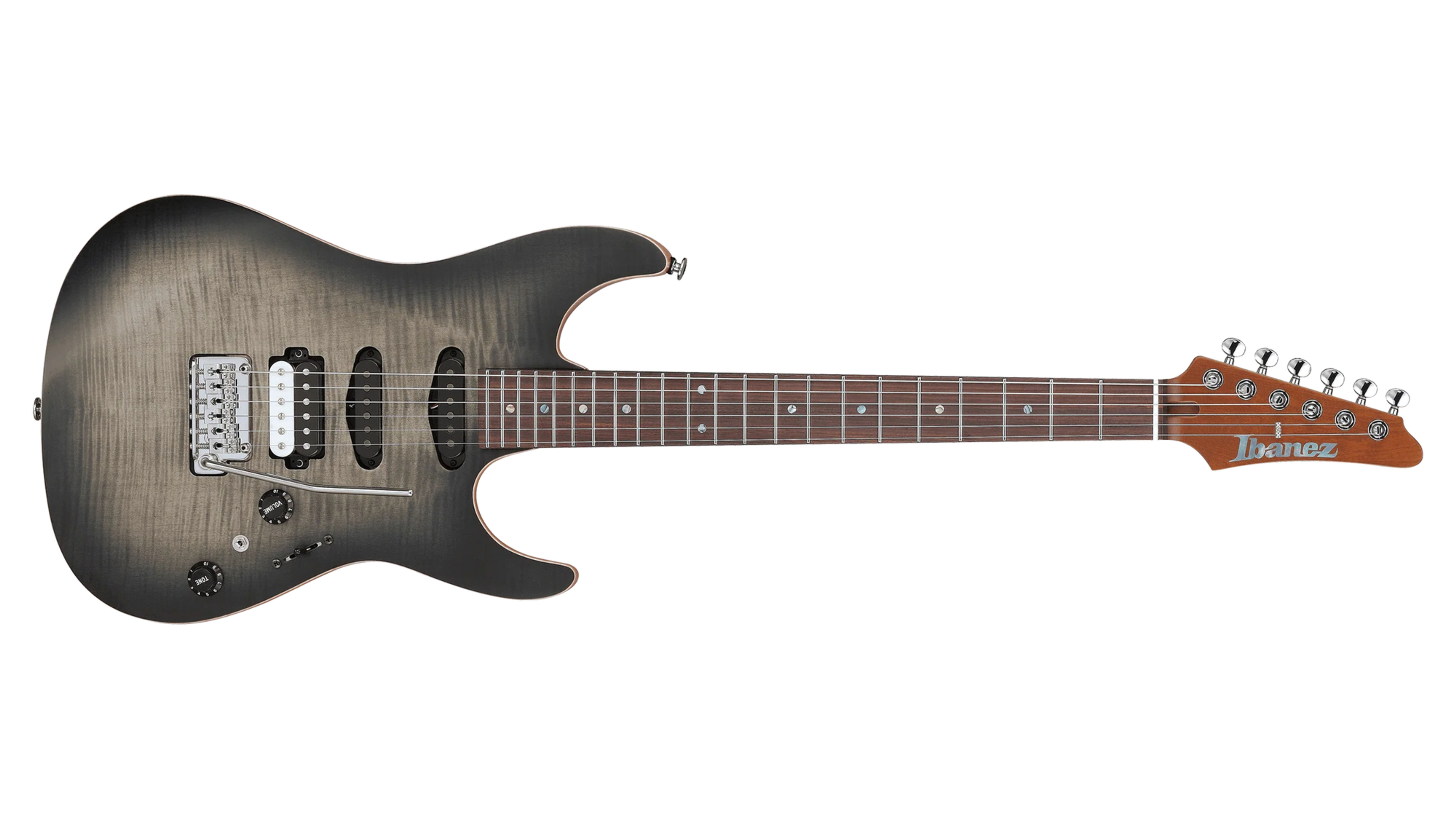Ibanez TQM2CUF Tom Quayle Signature Charcoal Black Burst Flat