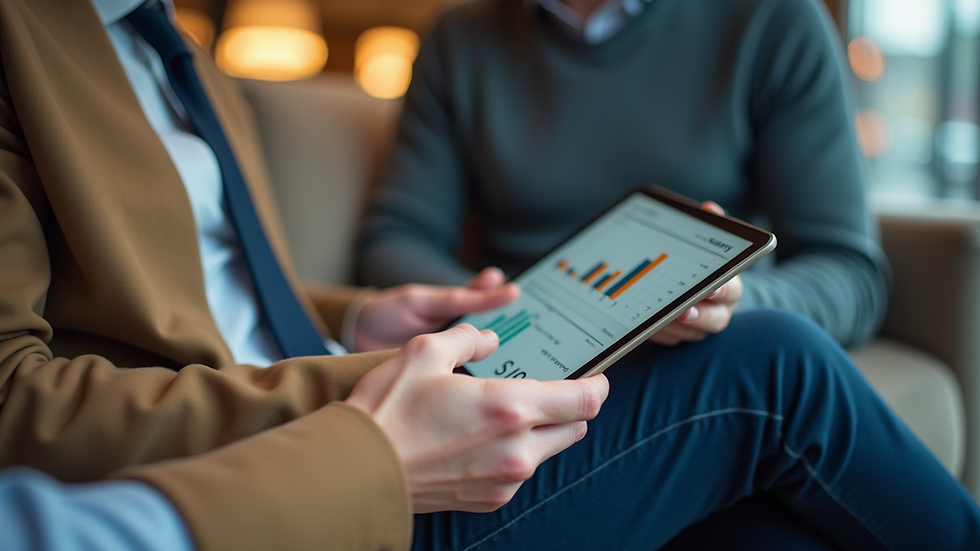 Close-up view of a seller analyzing Amazon sales data on a tablet