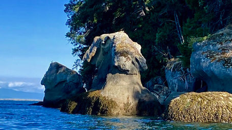Saysutshun Giants (rocks jutting from ocean in pacific northwest)