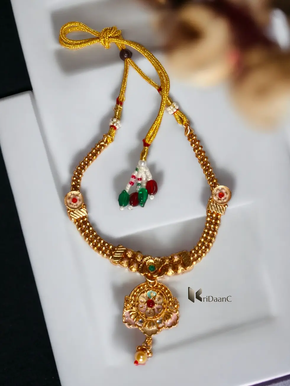 KriDaanC Traditional Gold-Plated Artificial Jewelry Set for Women | Elegant Necklace and Earrings Combo