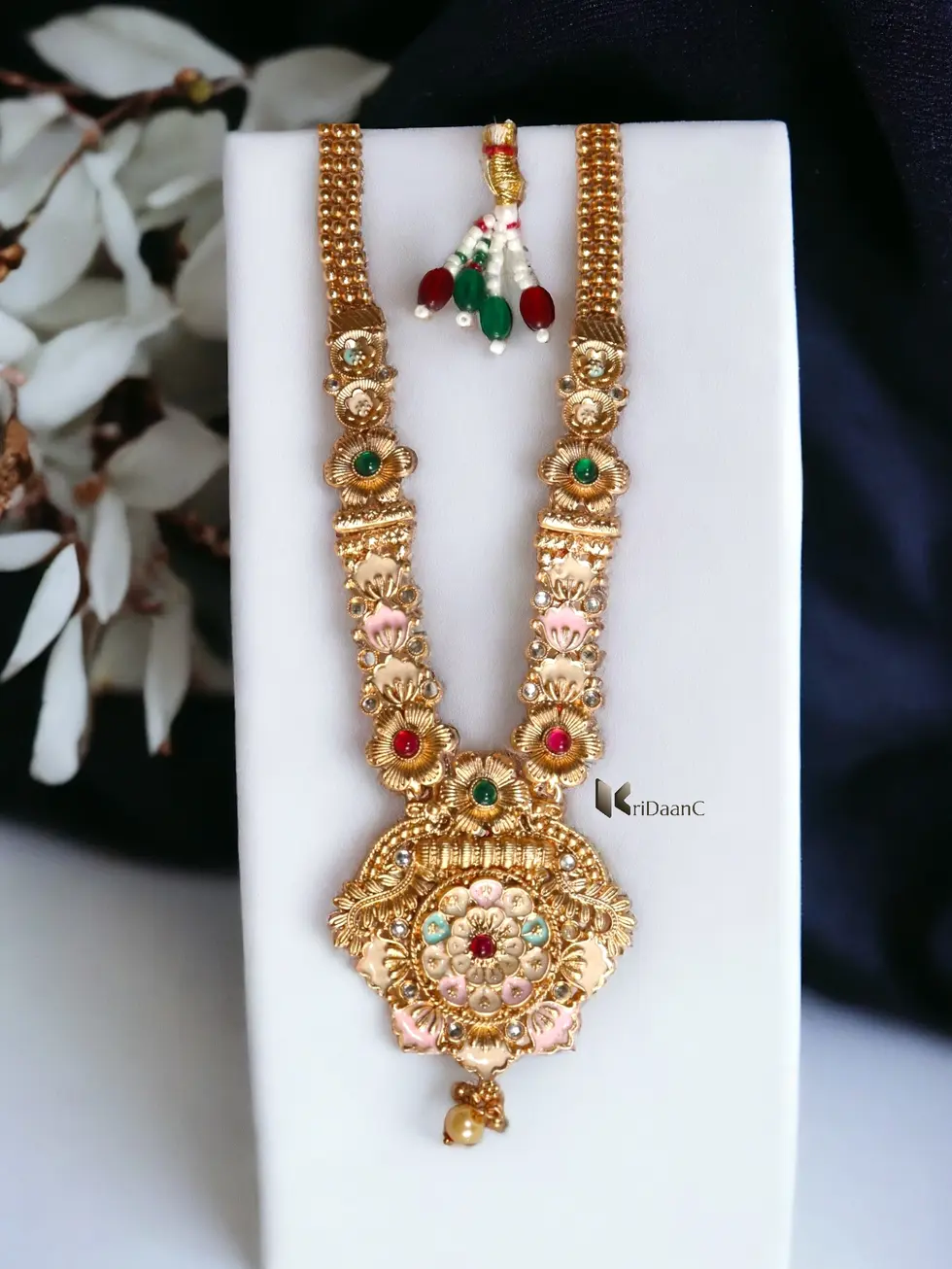 4 in 1 Necklace Combo KriDaanC Traditional Gold-Plated Artificial Jewelry Set for Women | Elegant Necklace and Earrings Combo