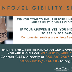 DACA Info/Eligibility Session on April 28th at 7 pm!