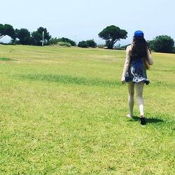 Walking to the swimming pool