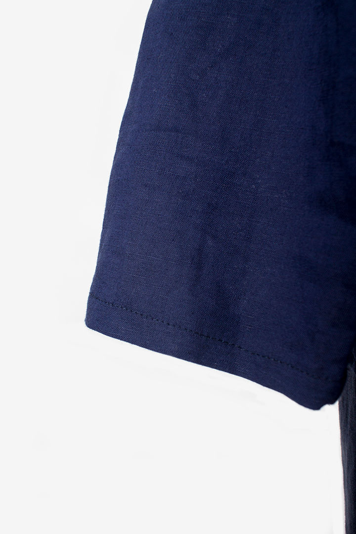 Thumbnail: Backorder Orosia Cotton Linen Top Navy
