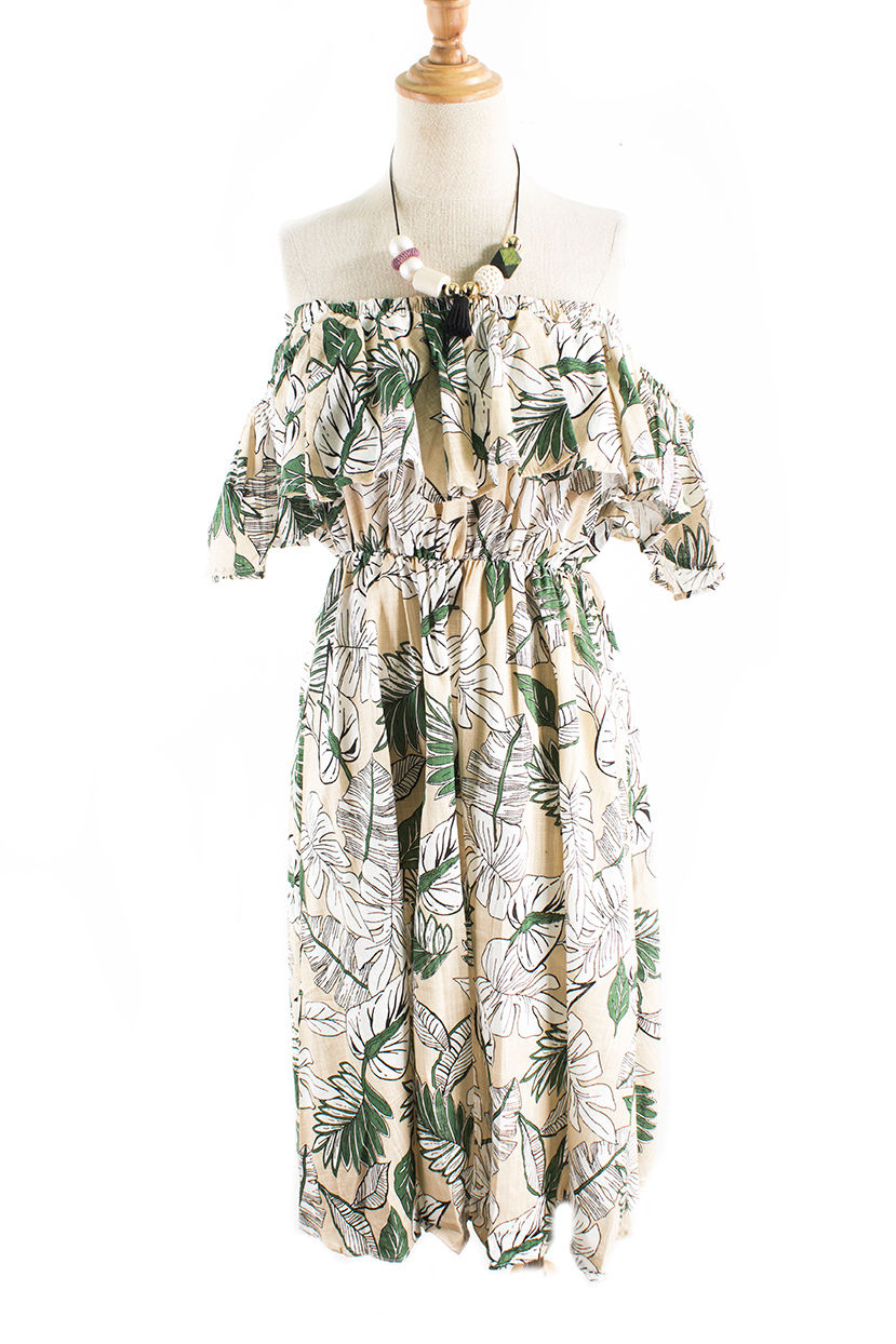 Anya Drop Sleeve Dress Cream