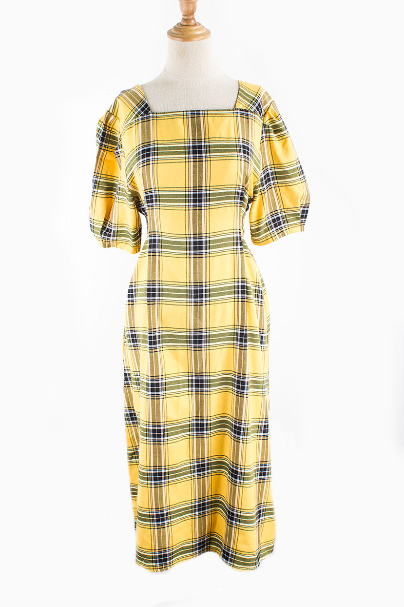 Thumbnail: Sanura Checkered Dress Yellow