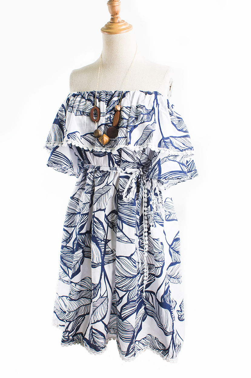 Gaelle Off Shoulder Dress Blue