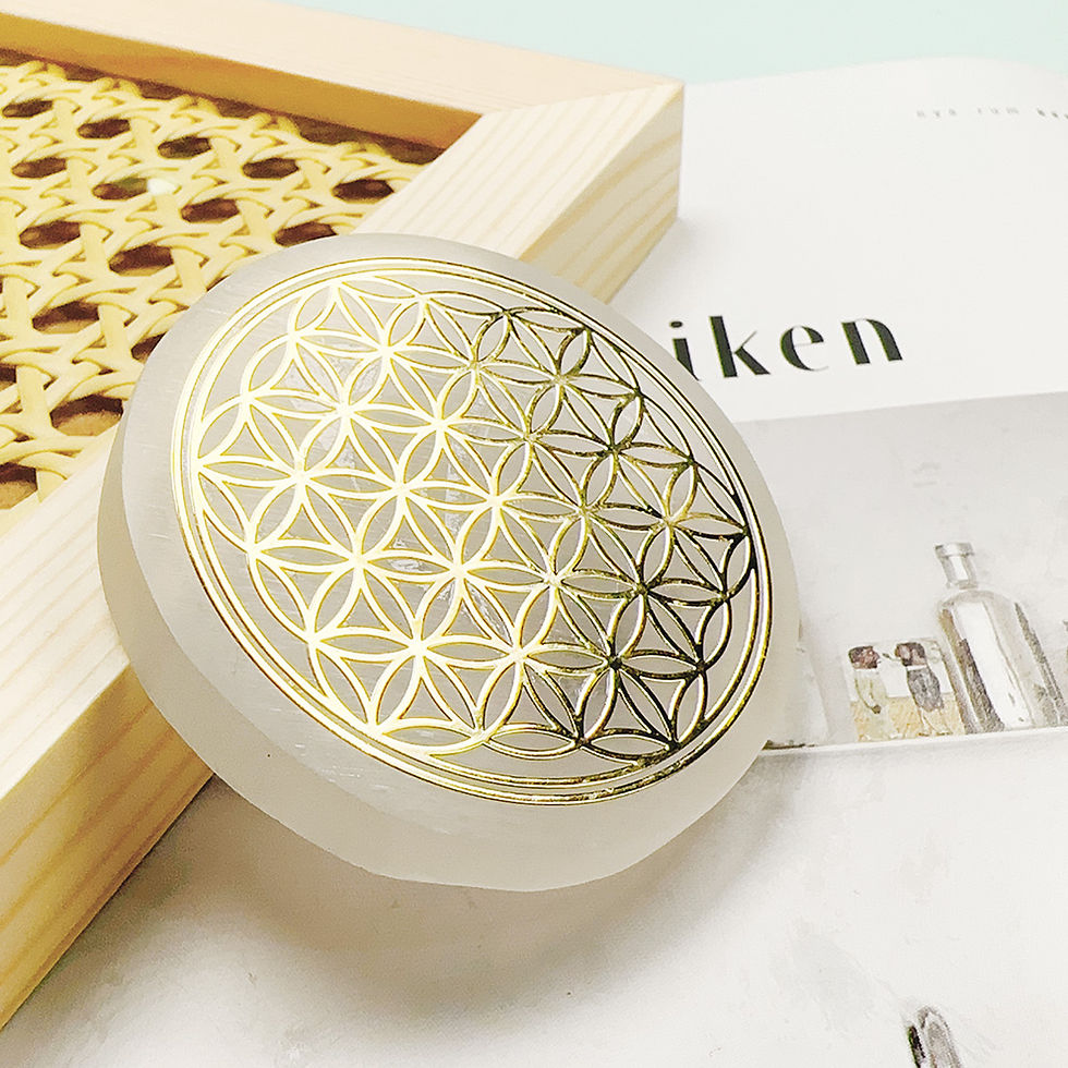 Thumbnail: Flower of Life Selenite Charger Disc Round