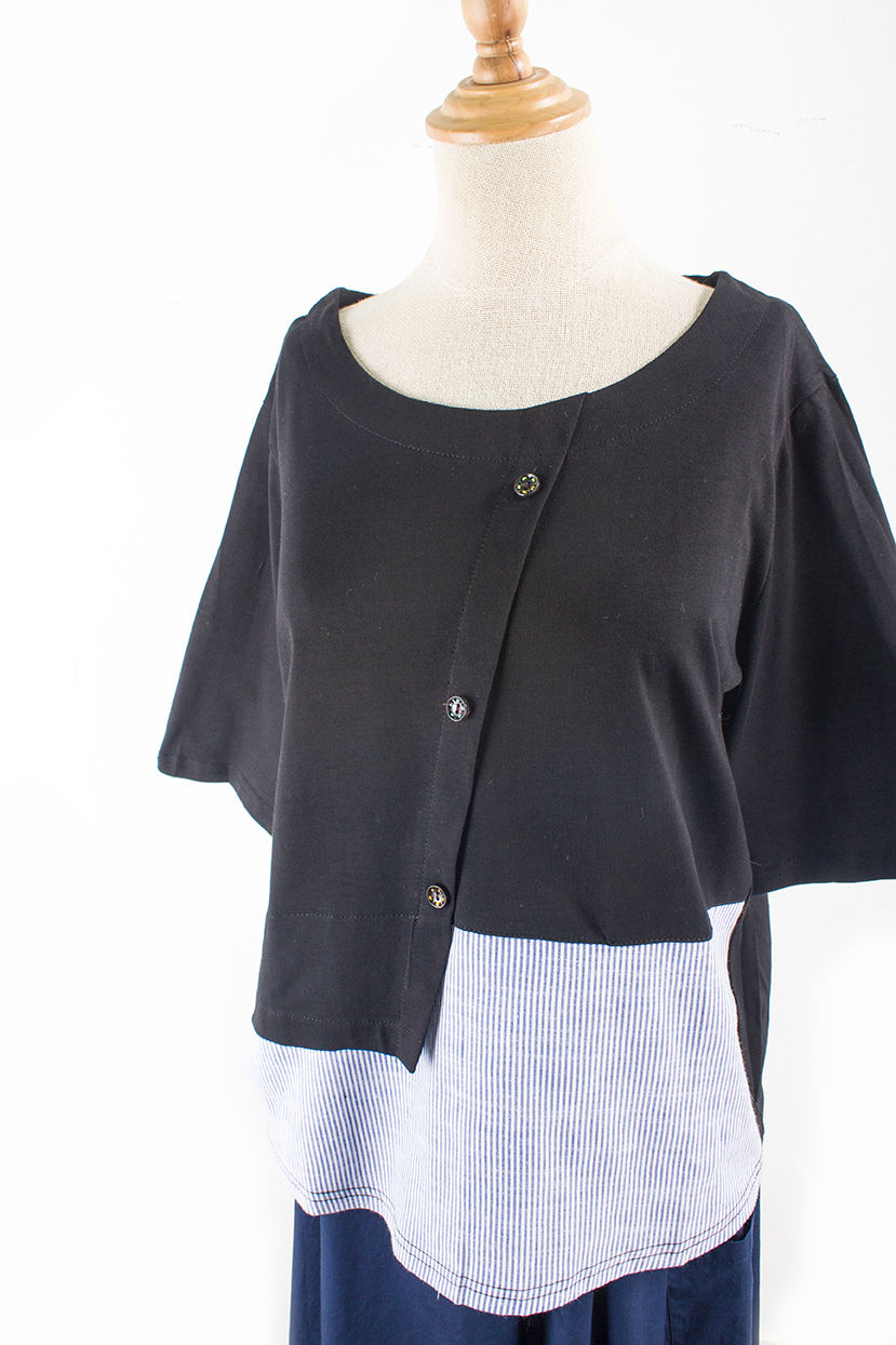 Gair Button Blouse Black