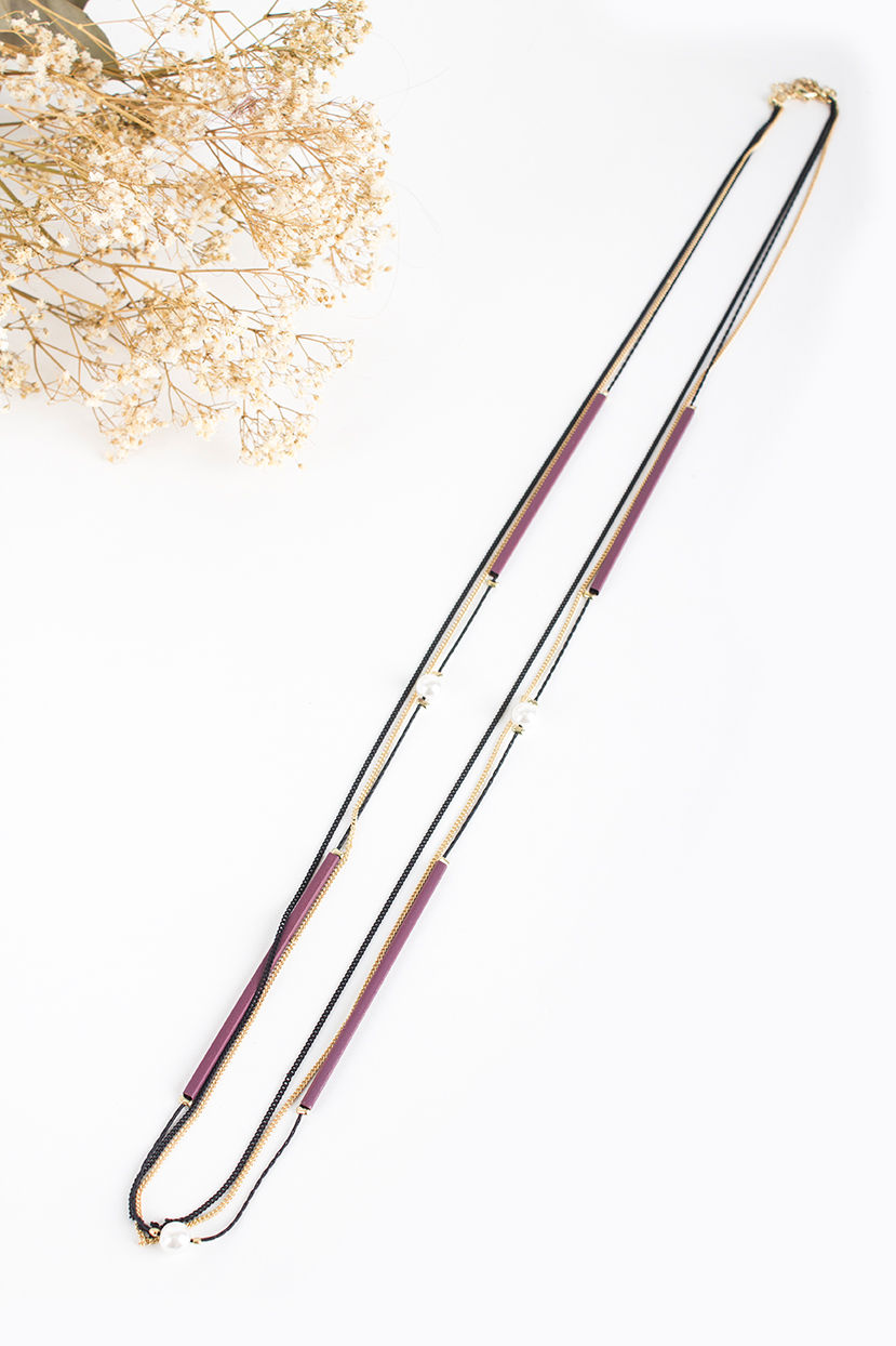 Thumbnail: Odette Layered Necklace Maroon