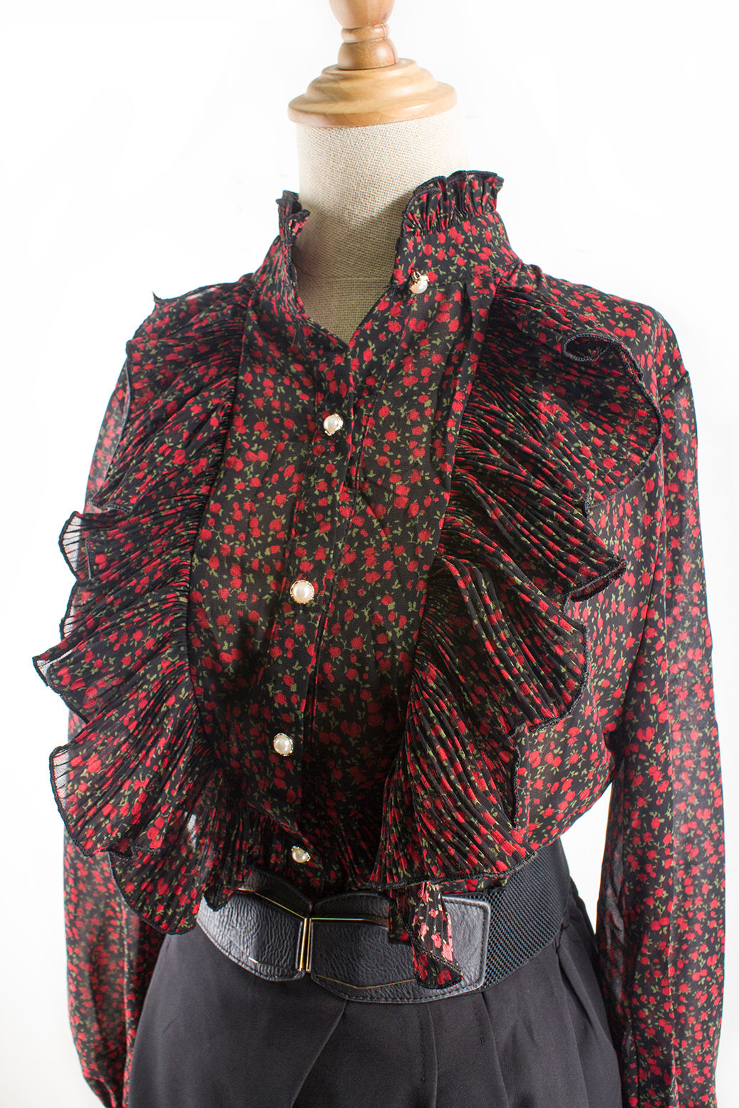 Rosella Frill Blouse Rose Black