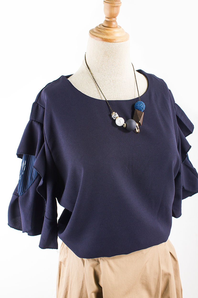 Dawud Frill Blouse Navy