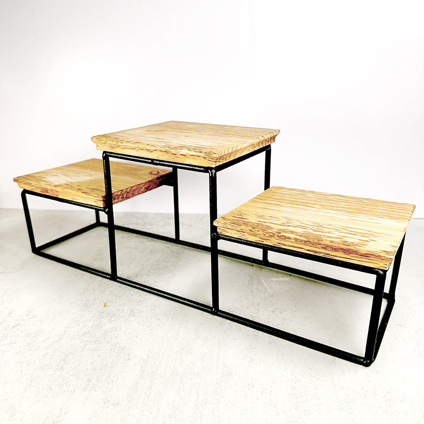 Thumbnail: Loft Industrial Natural Wood Display Stand 3-Tier