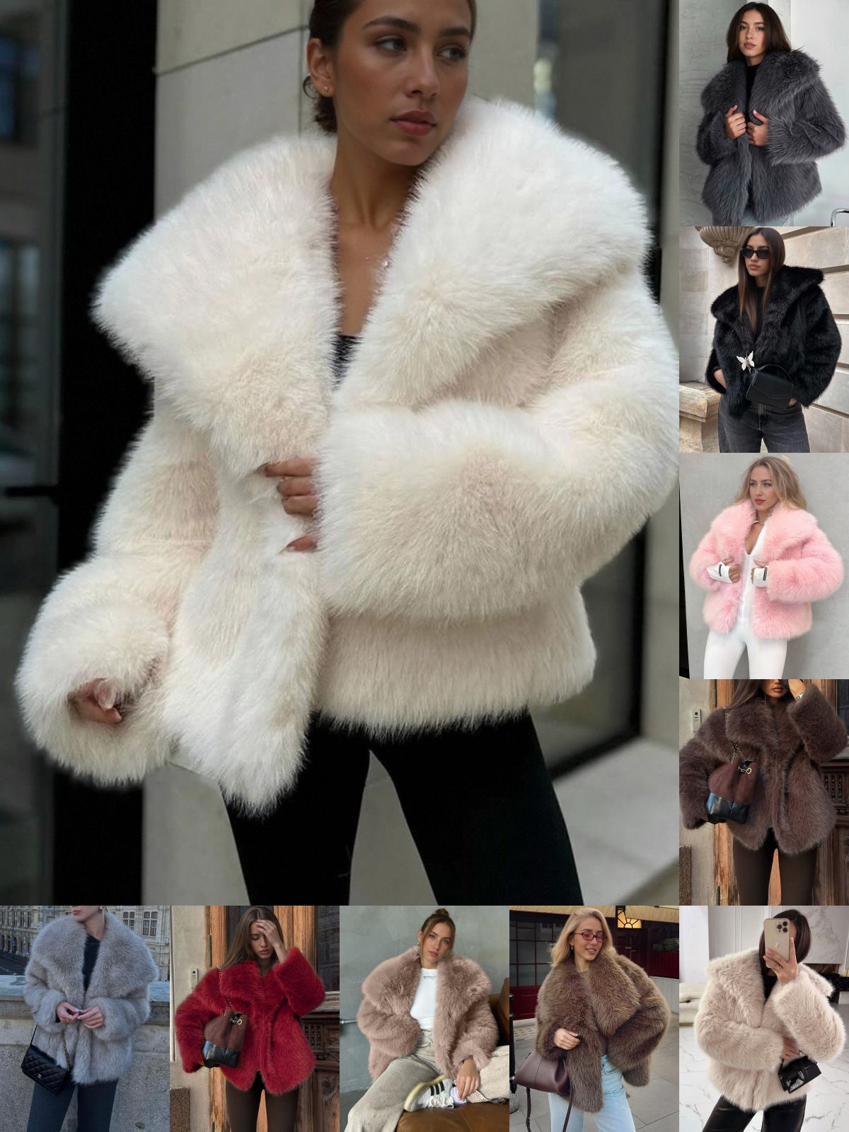 Womens Faux Fur Lapel Jacket