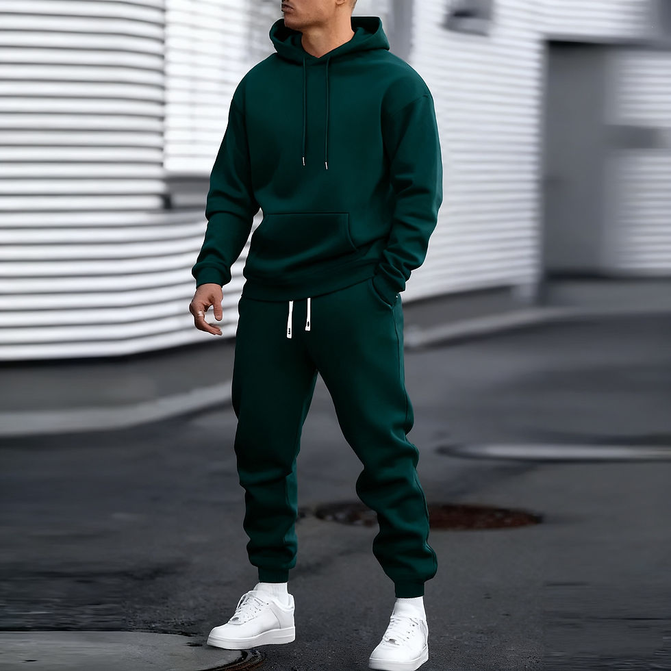 Thumbnail: Mens Solid Color Hooded Sweatshirt and Pants Set