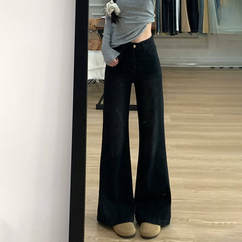 Thumbnail: Womens High Waist Flared Cotton Pants