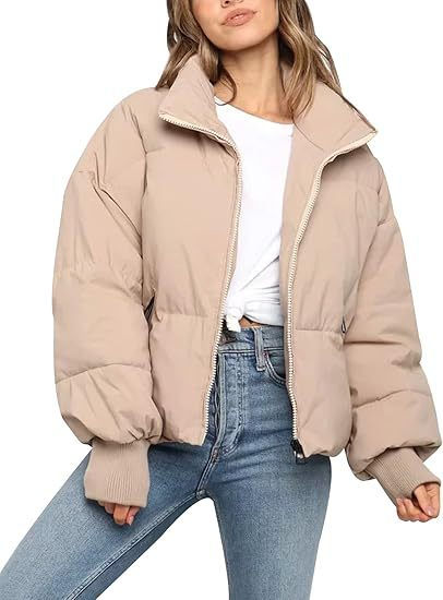 Thumbnail: Womens Short Puffer Cotton Jacket Loose Fit Solid Color