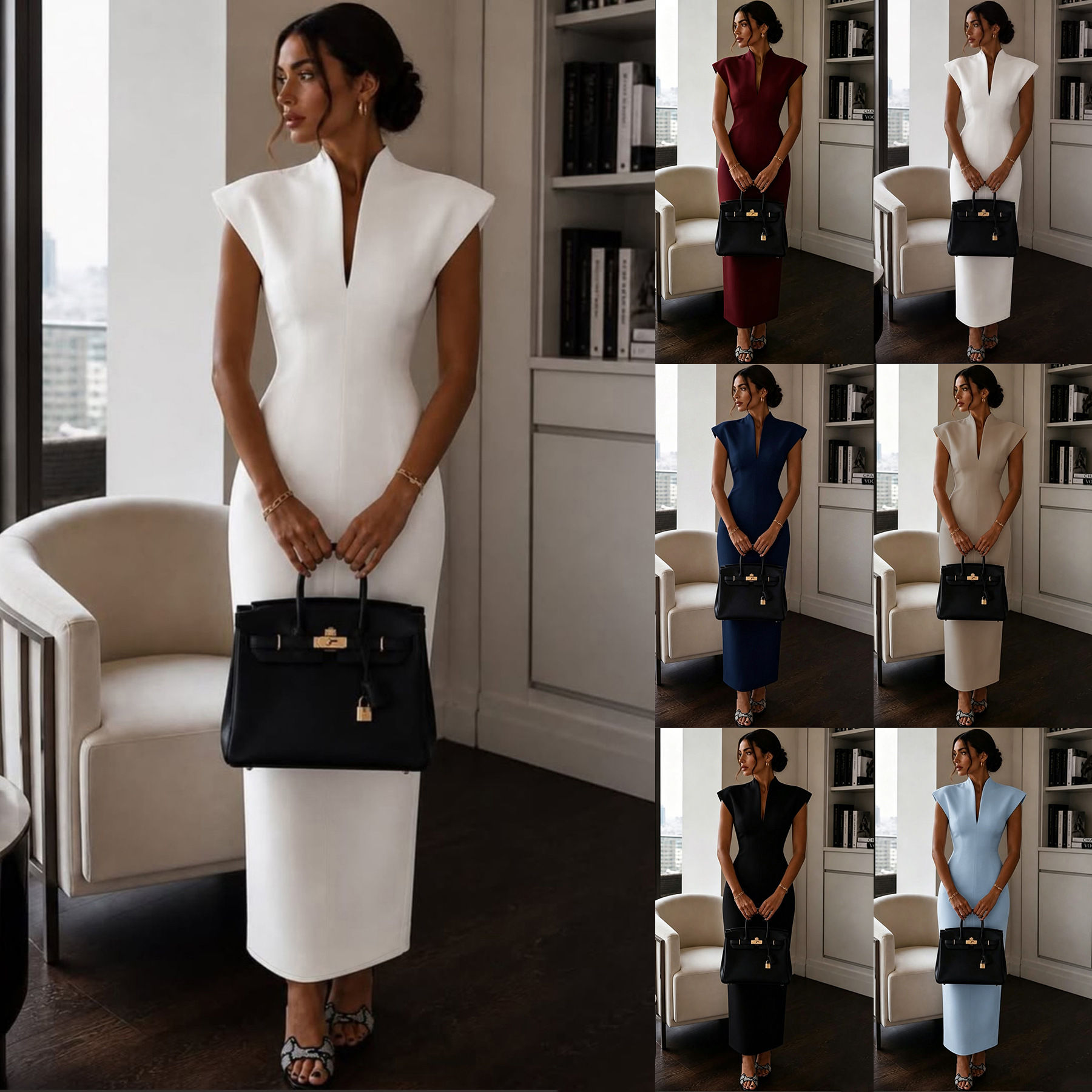 V-neck sleeveless dress formal gown