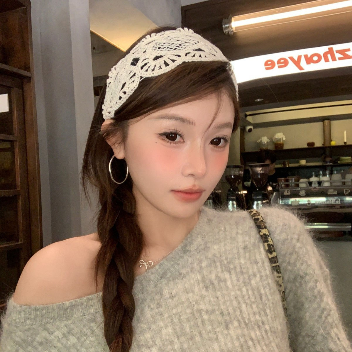 French Hollow Knit Lace Headband