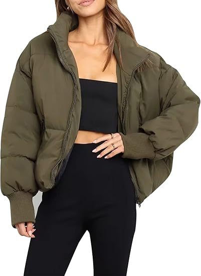 Thumbnail: Womens Short Puffer Cotton Jacket Loose Fit Solid Color