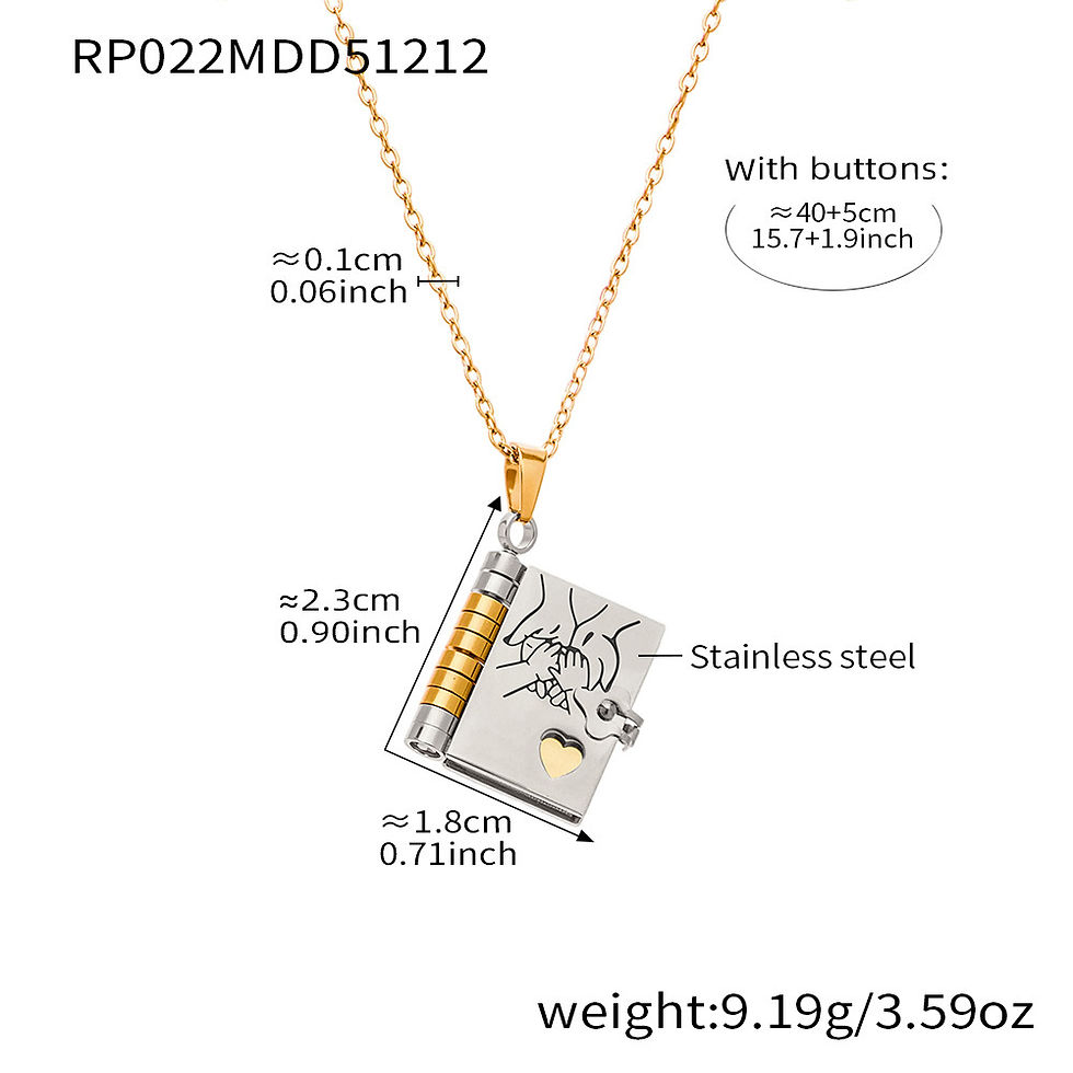 Thumbnail: Engraved Book Pendant Necklace Stainless Steel Adjustable Chain
