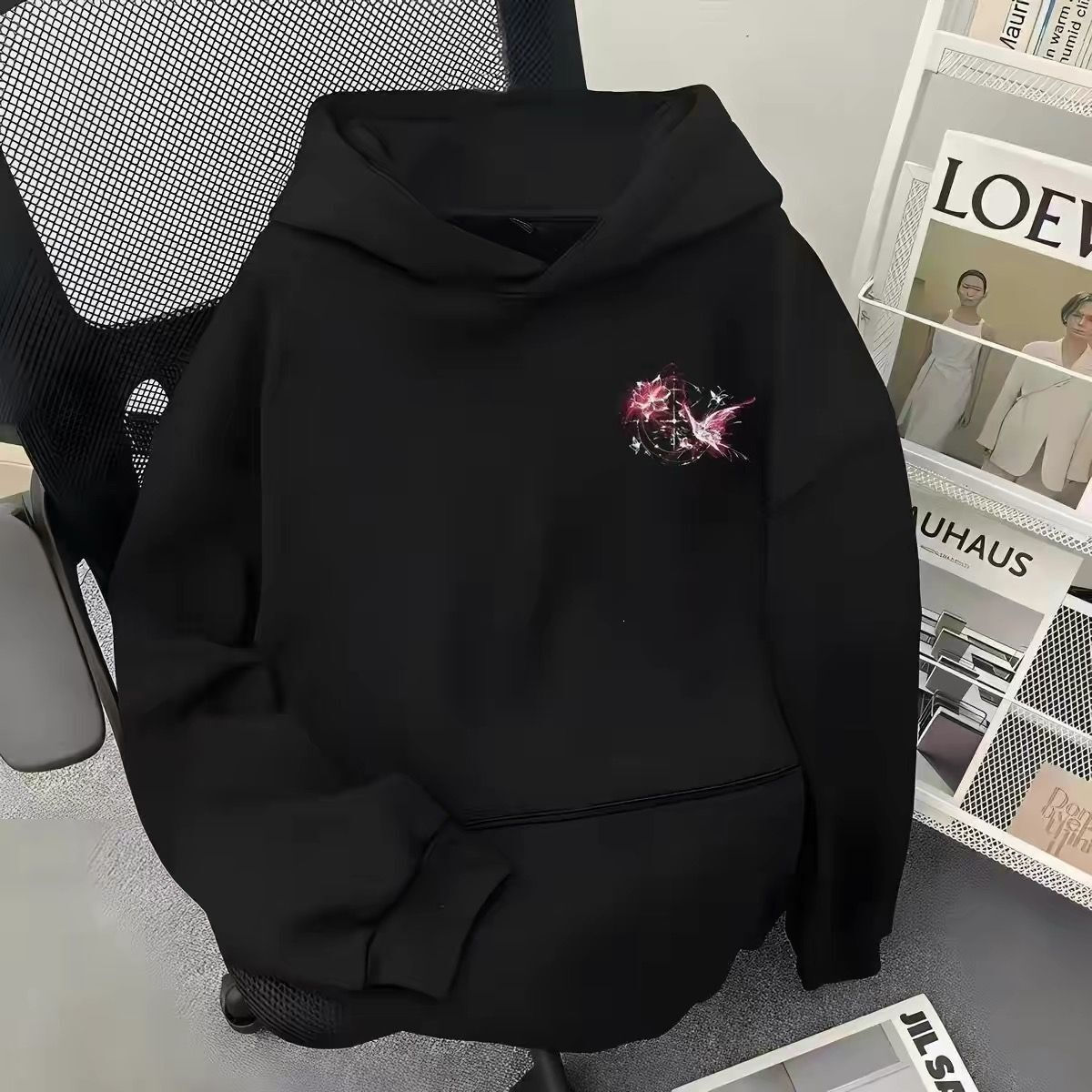 Butterfly Print Hooded Sweatshirt