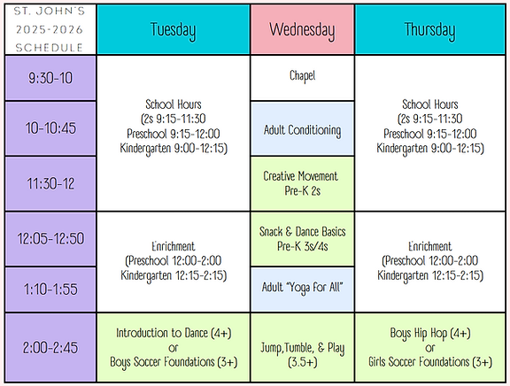 St. Johns 2025 Schedule