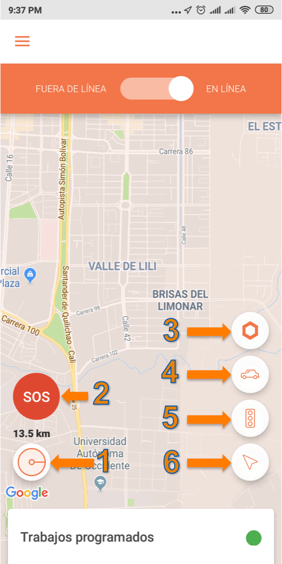 Barra de Herramientas - Panel Principal app Soy Emma Go