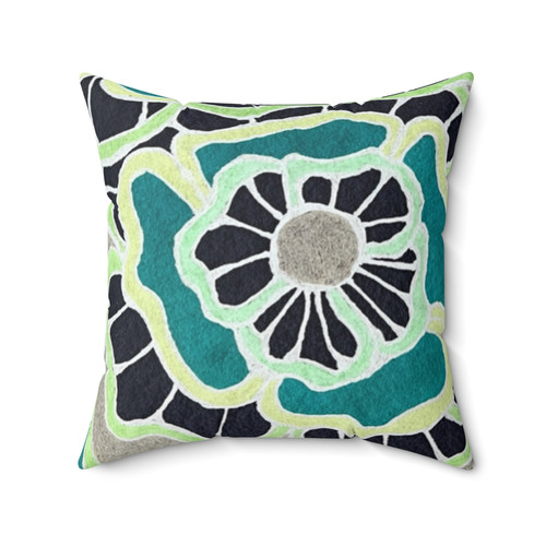 Large Square Pillow Comfy Sofa Couch Snuggle Floral Pattern Mid Century