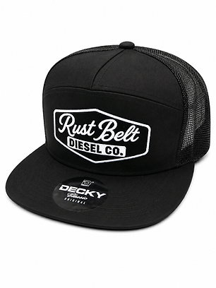 7 PANEL BLACK EMBROIDERED PATCH HAT