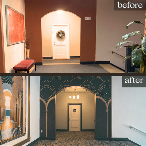 owego home interior design commercial historic schoolhouse new york before and after resident hallway