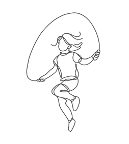 child skipping fine line drawing 