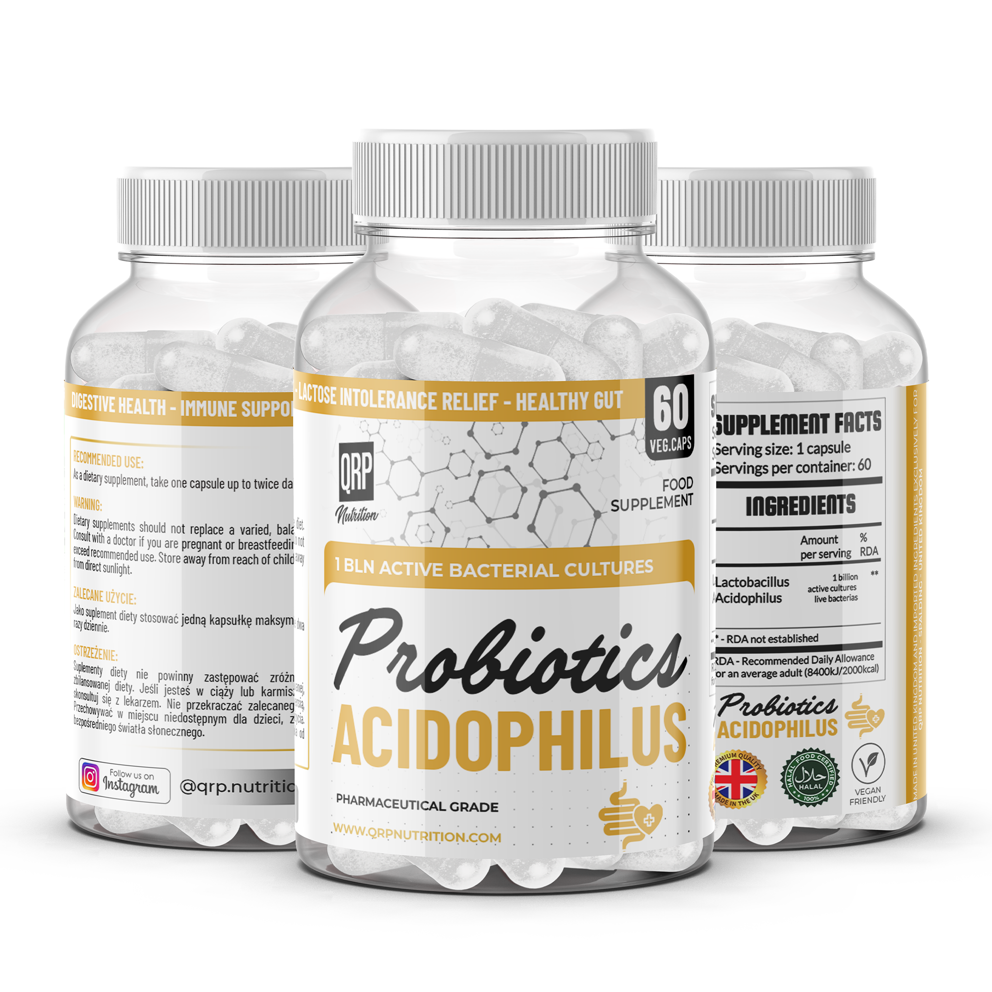 QRP Nutrition Acidophilus Probiotics (60 veg. capsules)