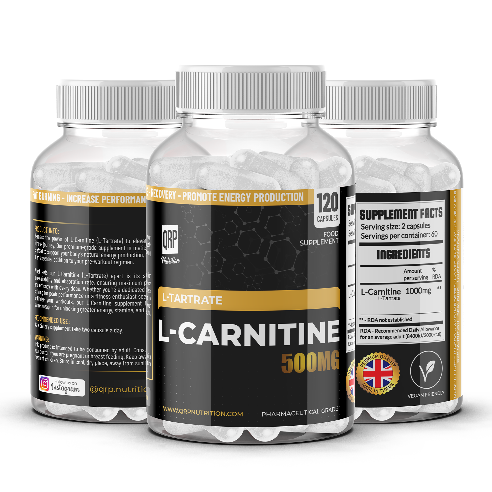 QRP Nutrition L-Carnitine 500mg 120capsules