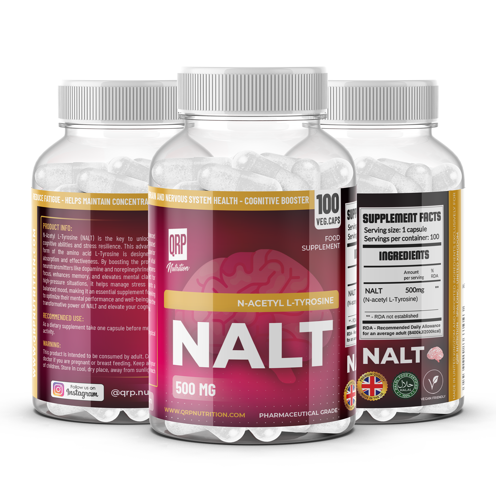 QRP Nutrition NALT (N-Acetyl L-Tyrosine) 500mg