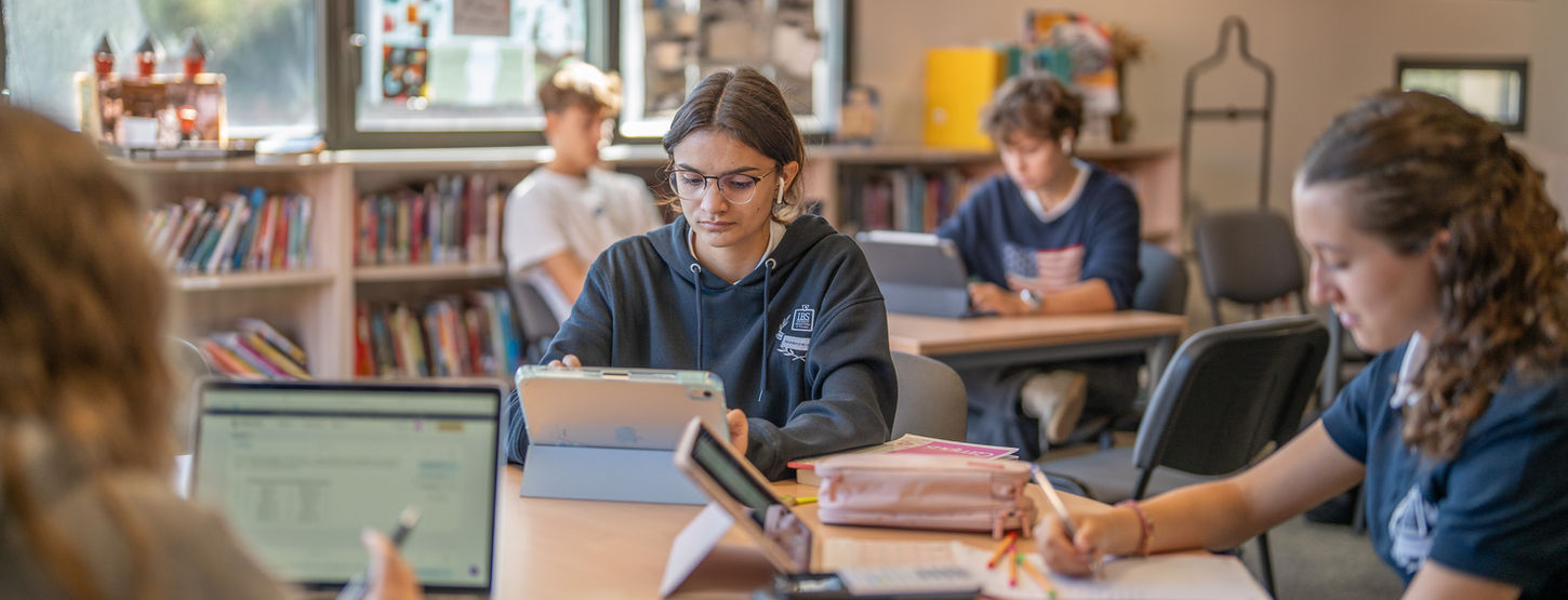 High school students in the IBS of Provence library