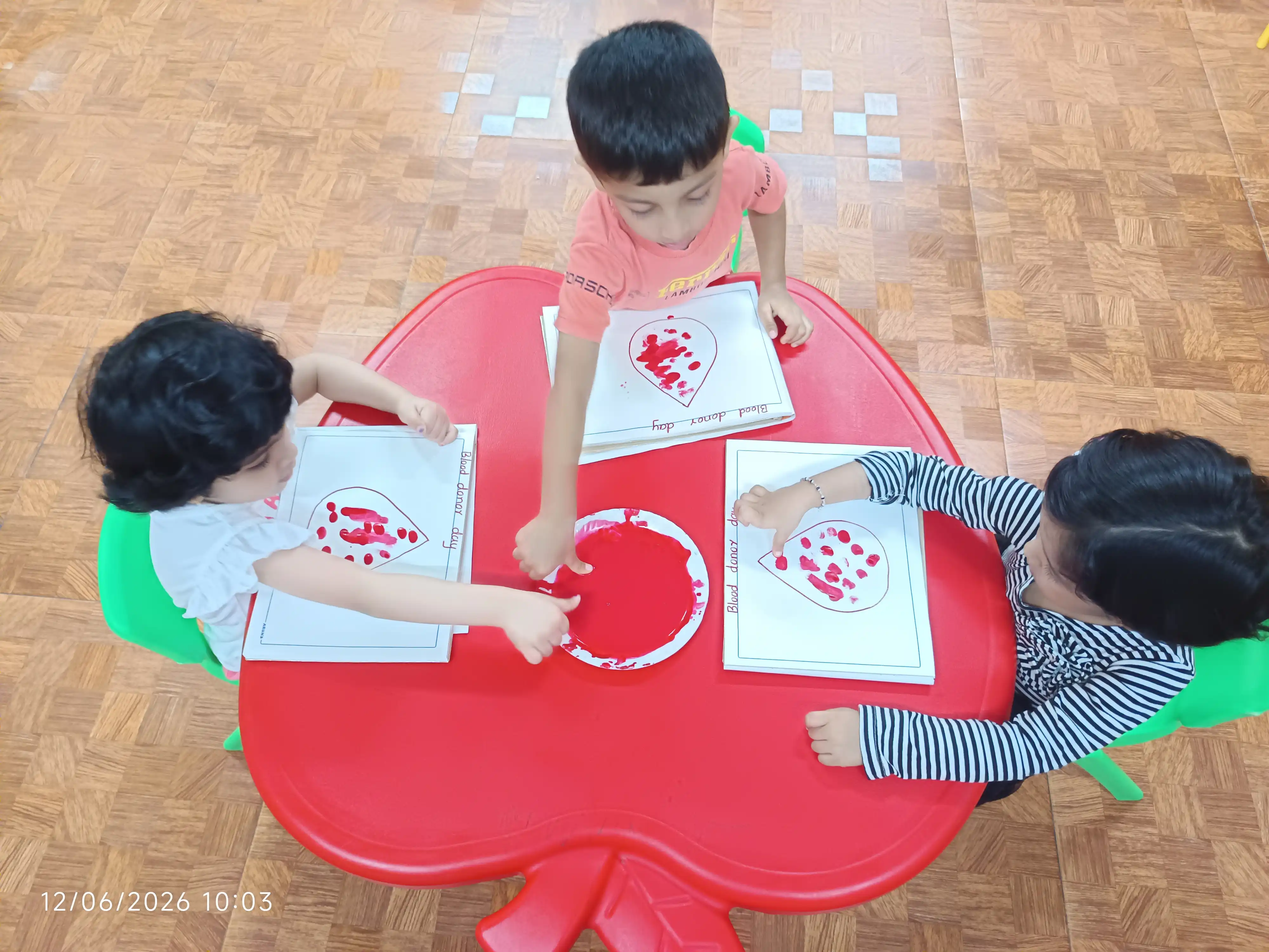 Vidyodaya Public School Pre-Primary students participating in World Blood Donor Day activity