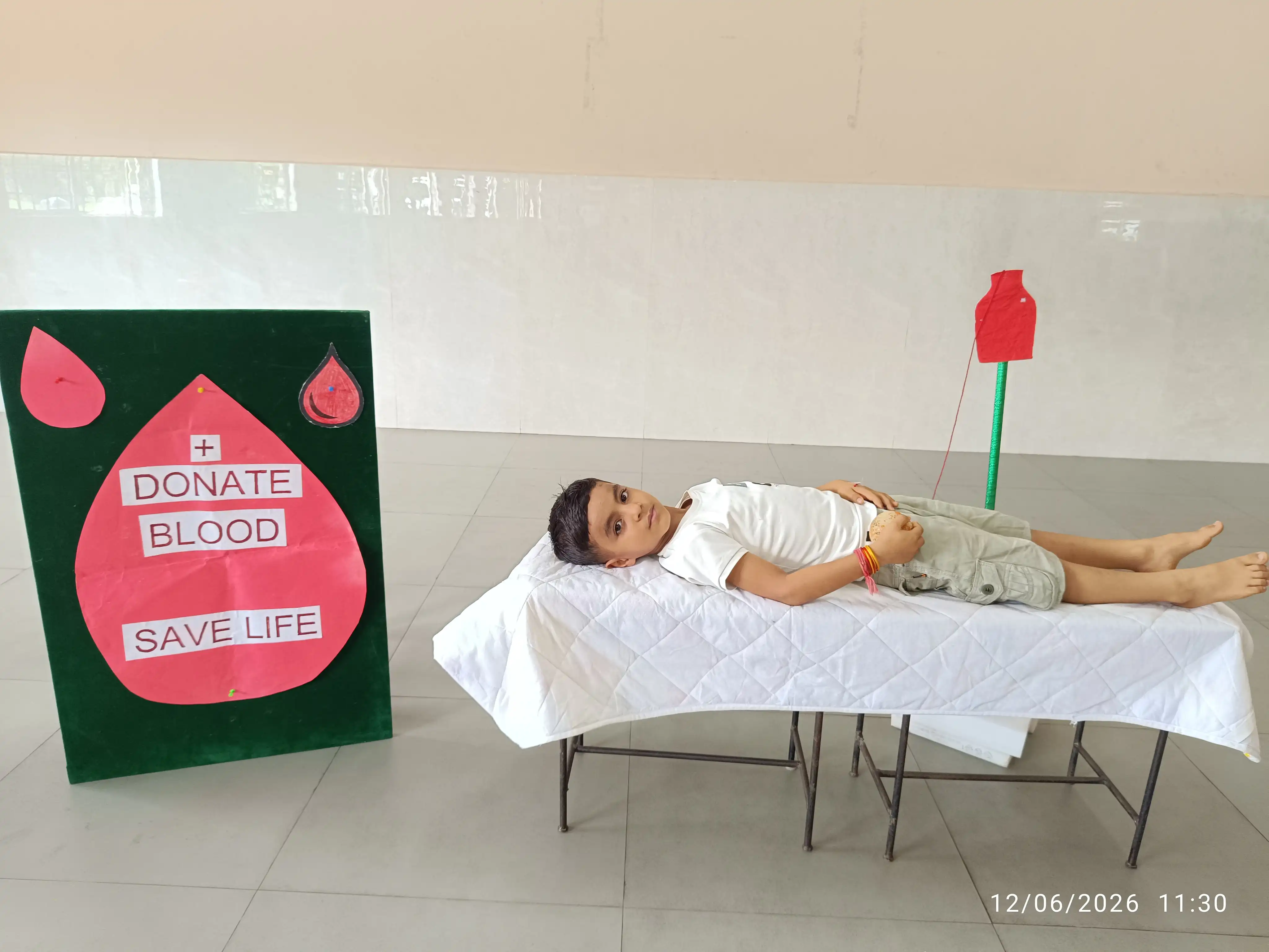 Vidyodaya Public School Pre-Primary students participating in World Blood Donor Day activity