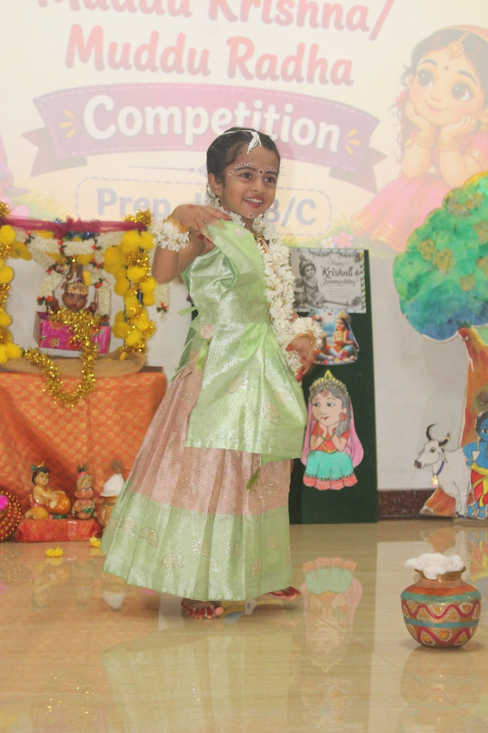 Pre-Primary students dressed as Radha and Krishna at Vidyodaya Public School