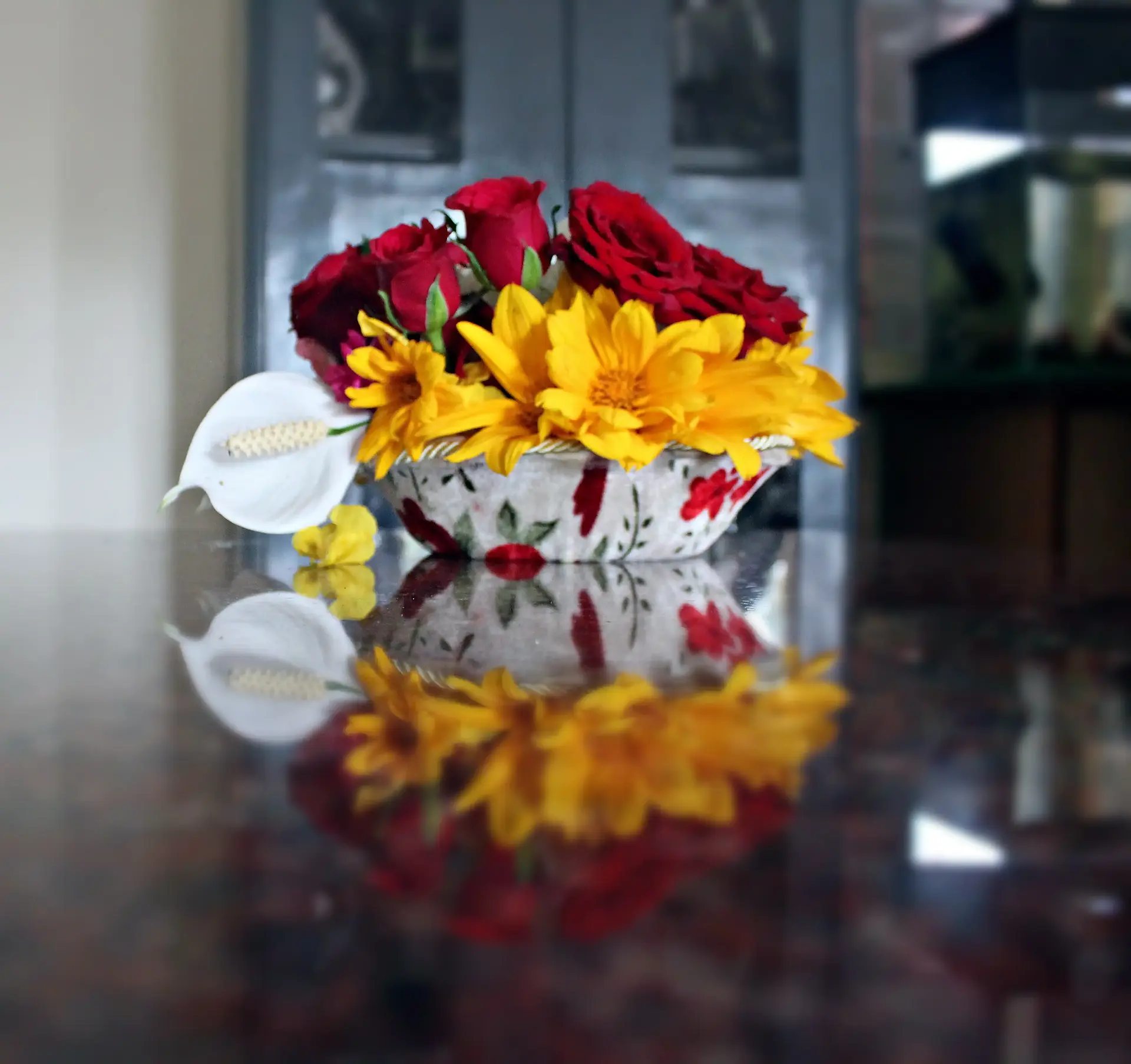 Colourful flowers arranged creatively by students