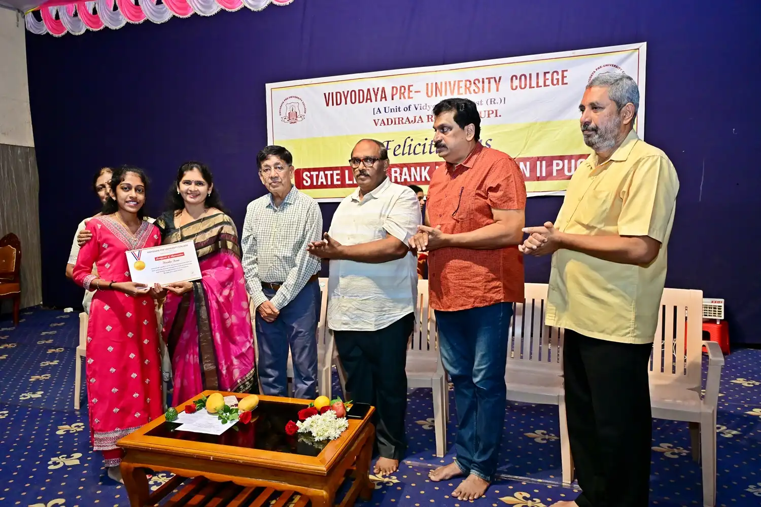 Vidyodaya P U College Udupi Felcitations to State Rank Holders