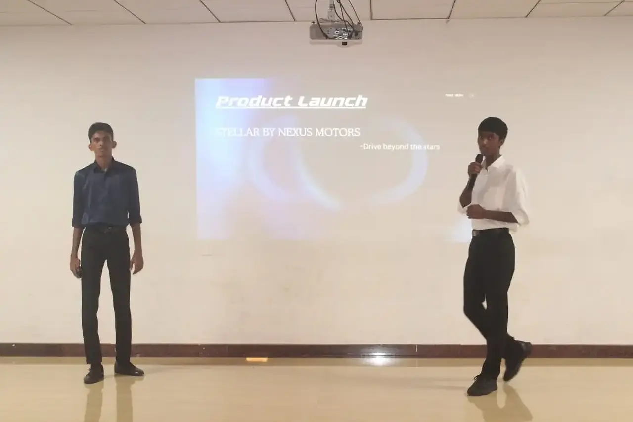 Students presenting innovative business ideas at Vidyodaya Public School