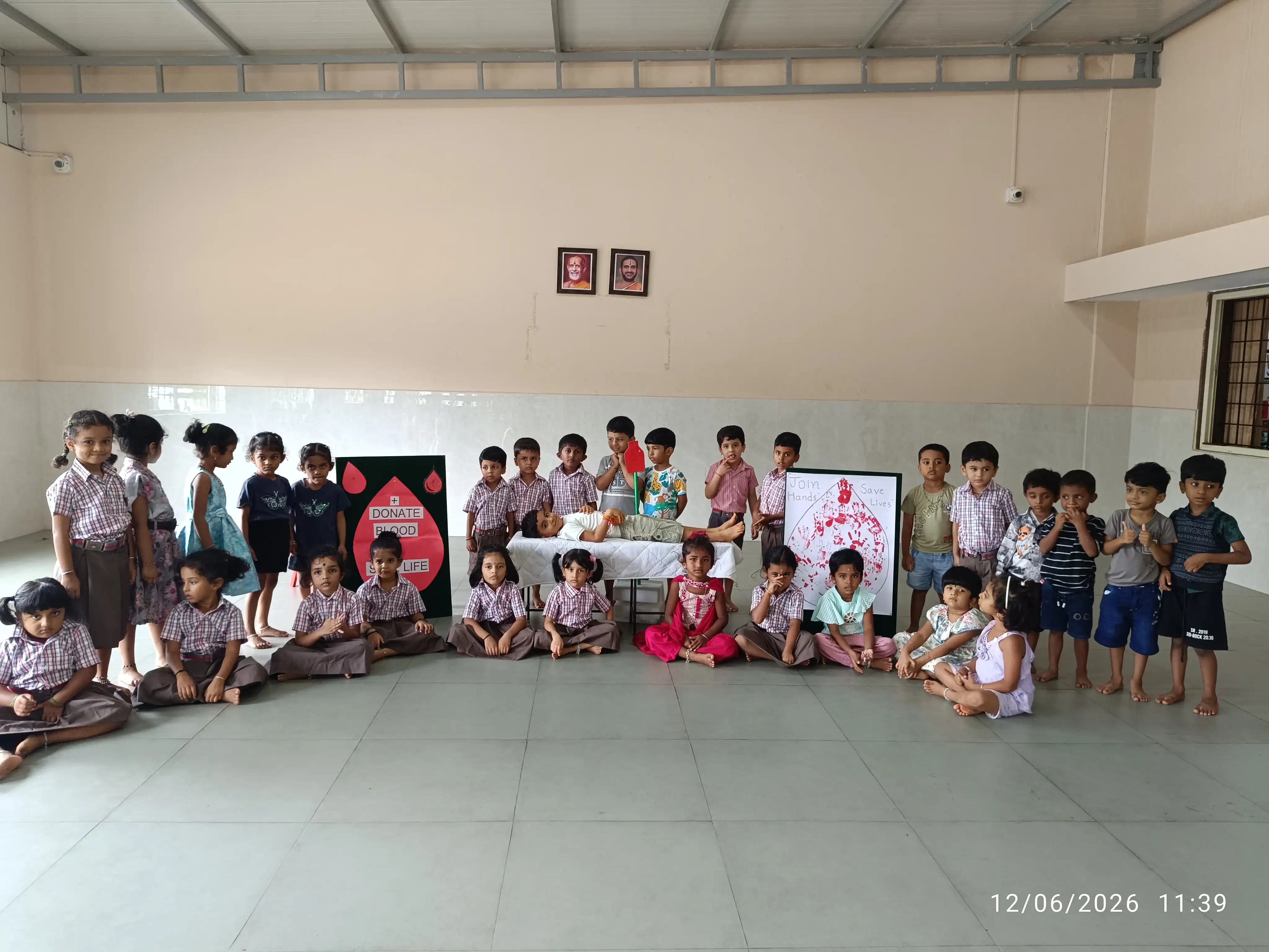 Vidyodaya Public School Pre-Primary students participating in World Blood Donor Day activity