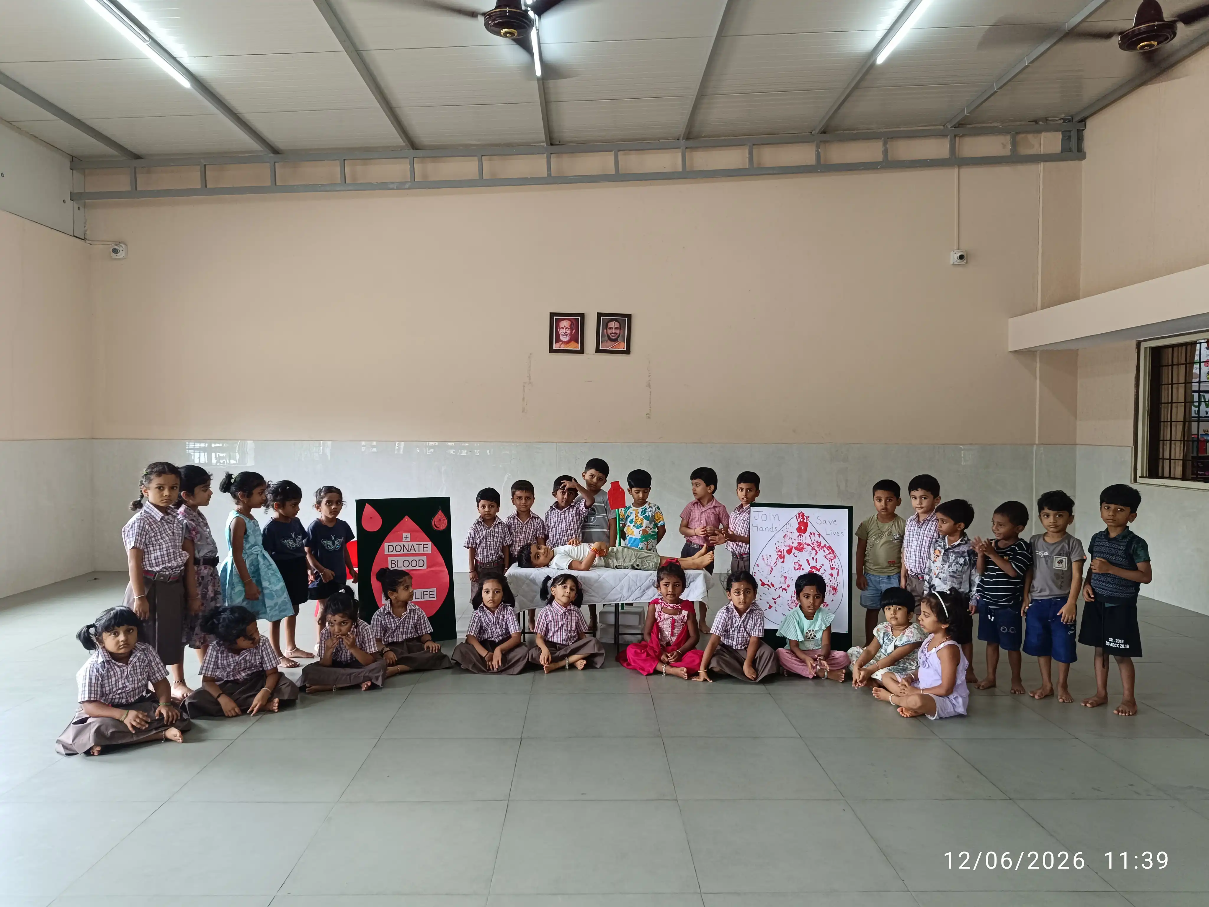 Vidyodaya Public School Pre-Primary students participating in World Blood Donor Day activity
